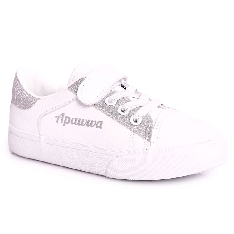 Apawwa Sneakers pour enfants avec brocart blanc et argent Camila blanche Apawwa Sneakers pour enfants avec brocart blanc et argent Camila blanche