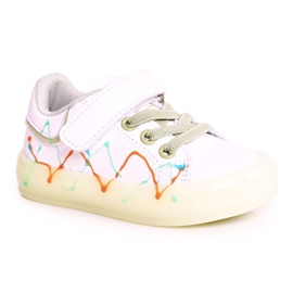 Apawwa Chaussures De Sport Enfant Avec Semelle Illuminée Led Disco Blanc-Vert