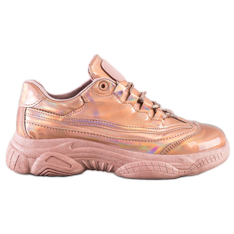 Ideal Shoes Baskets à effet holo rose