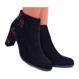 Bottes Pour Femmes À Talons Hauts Sergio Leone Avec Des Fleurs Roses Folk Noir Eros2