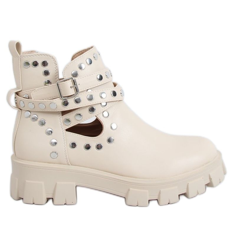 Boots coupées à clous beige NC1127 Beige Boots coupées à clous beige NC1127 Beige