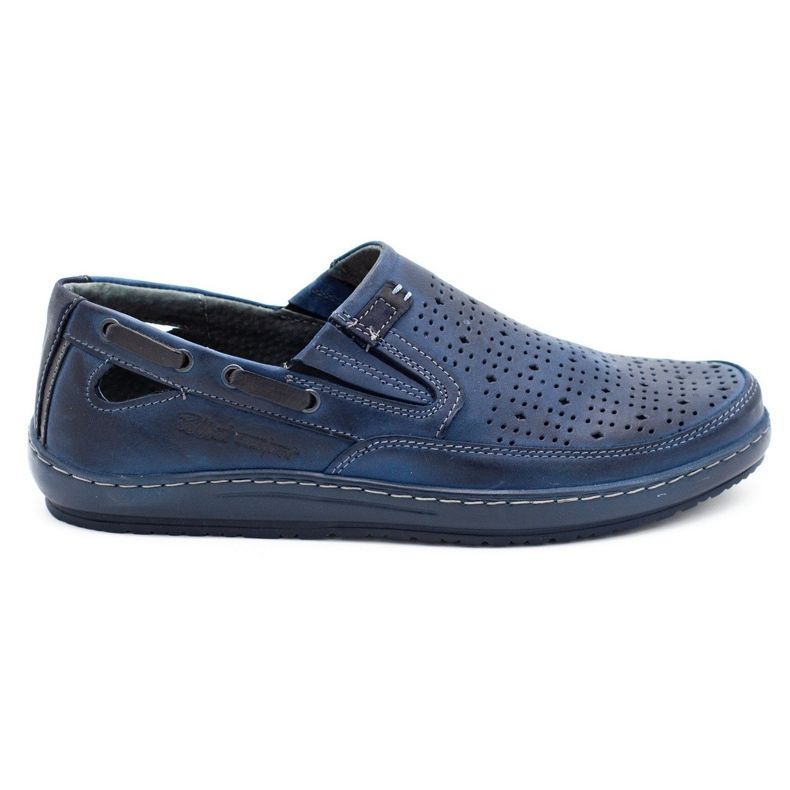 Polbut Chaussures homme mocassins ajourés J68/2L bleu marine