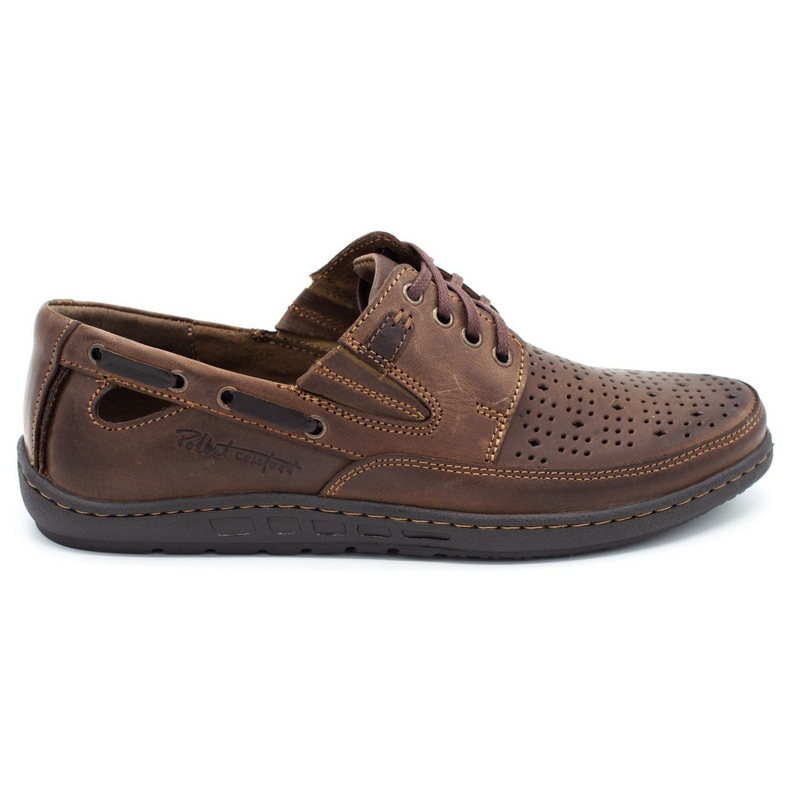 Polbut Chaussures homme, mocassins ajourés J69 / 2L marron brun