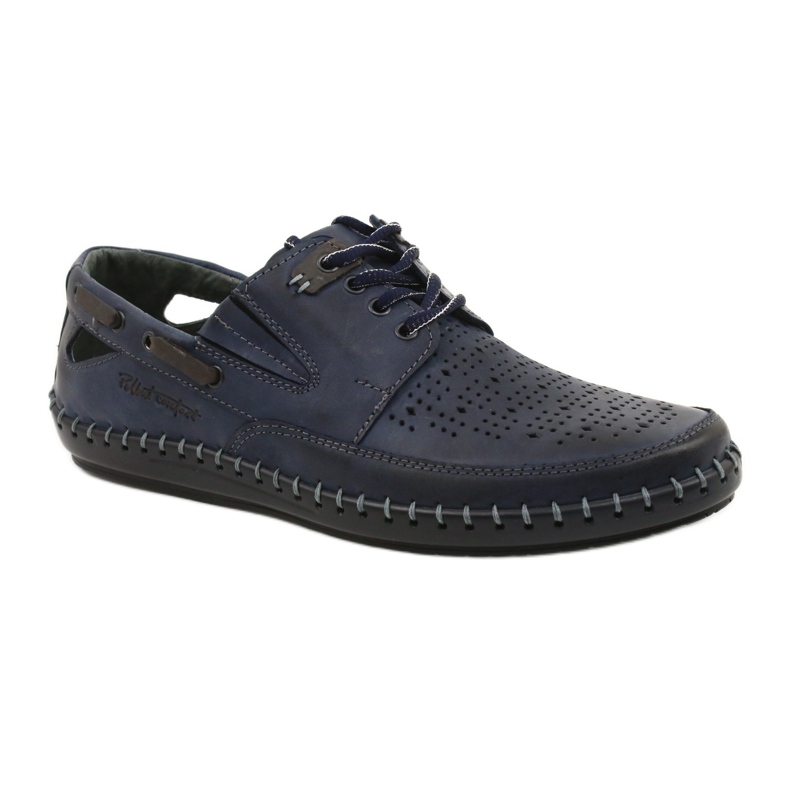Polbut Chaussures homme, mocassins ajourés J69L bleu marine