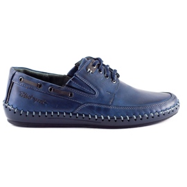 Polbut Chaussures homme mocassins J69 bleu marine