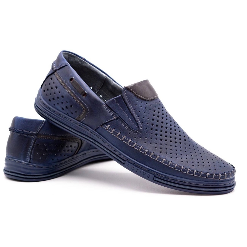 Polbut Chaussures homme en cuir 09 pour l'été Bleu marine