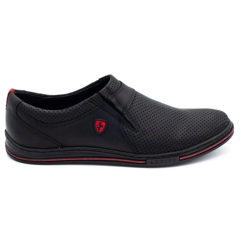 Polbut Chaussures en cuir pour hommes 362 perforation noire le noir
