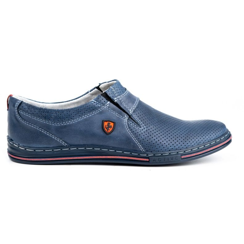 Polbut Chaussures en cuir pour hommes 362 avec perforation bleu marine Polbut Chaussures en cuir pour hommes 362 avec perforation bleu marine