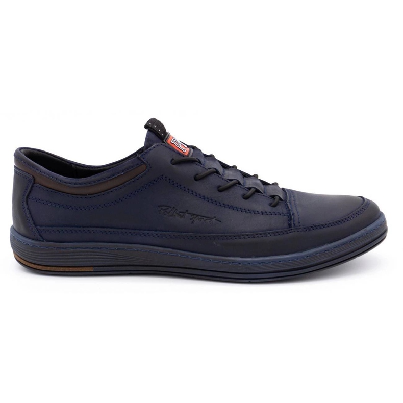Polbut Chaussures décontractées en cuir pour hommes K22 bleu marine avec marron brun multicolore