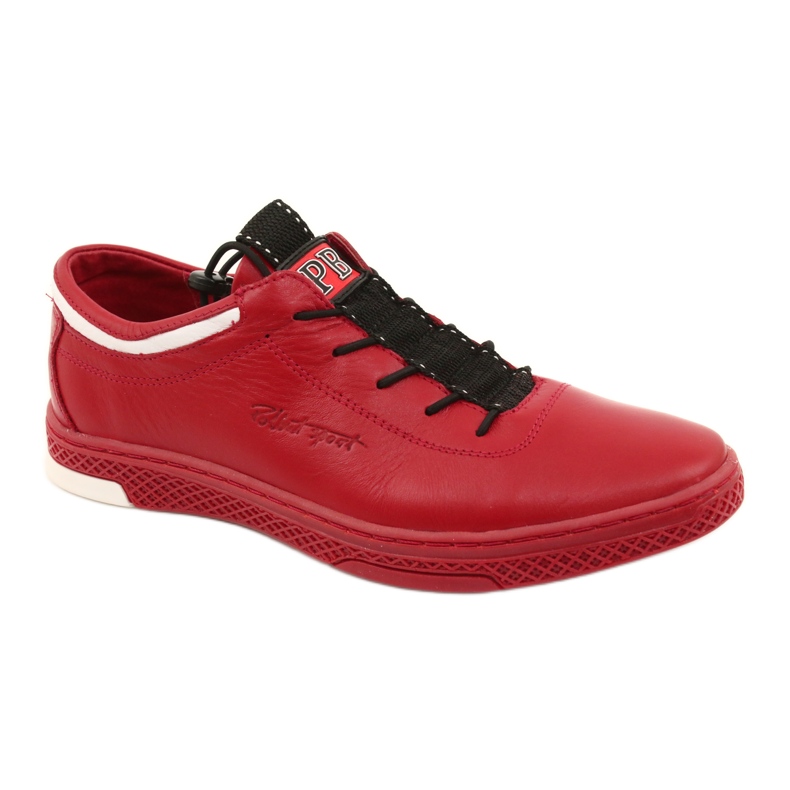 Polbut Chaussures casual en cuir pour hommes K23 rouge