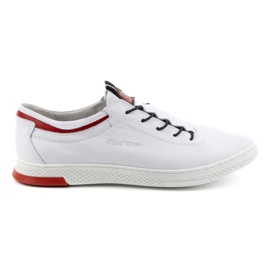 Polbut Chaussures décontractées en cuir pour hommes K23 blanc avec rouge