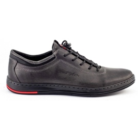 Polbut Chaussures casual en cuir pour hommes K23 gris