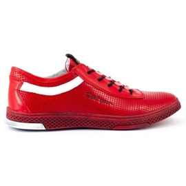 Polbut Chaussures casual en cuir pour hommes K23P rouge