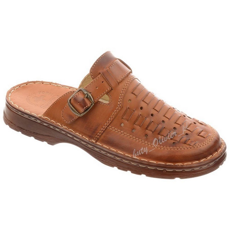 ŁUKPOL Chaussons cuir homme 803 marron brun