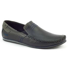KOMODO Mocassins en cuir pour hommes noirs 876
