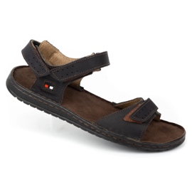 KOMODO Sandales en cuir pour hommes noires 881K le noir