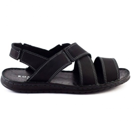 KOMODO Sandales en cuir pour hommes noires 882K
