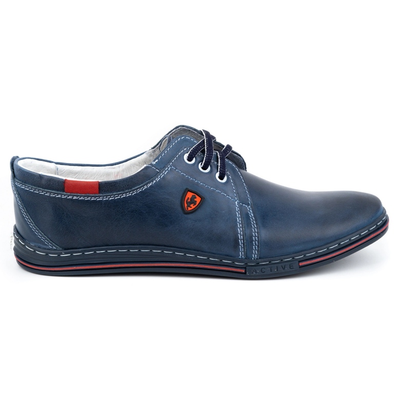 Polbut Chaussures en cuir pour hommes 343 bleu marine
