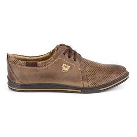 Polbut Chaussures pour hommes en cuir 343 perforation marron brun