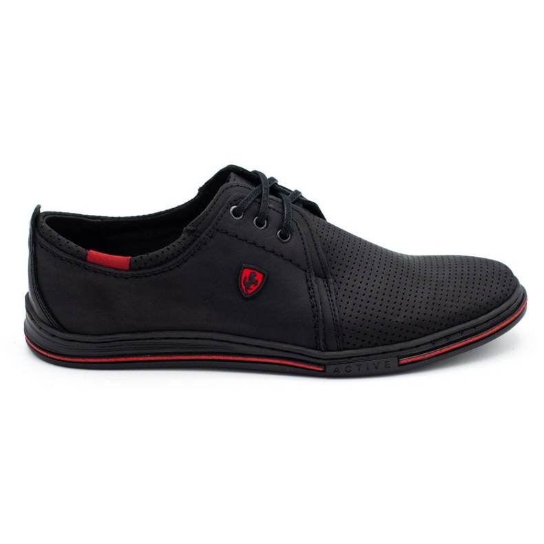 Polbut Chaussures pour hommes en cuir 343 perforation noir le noir