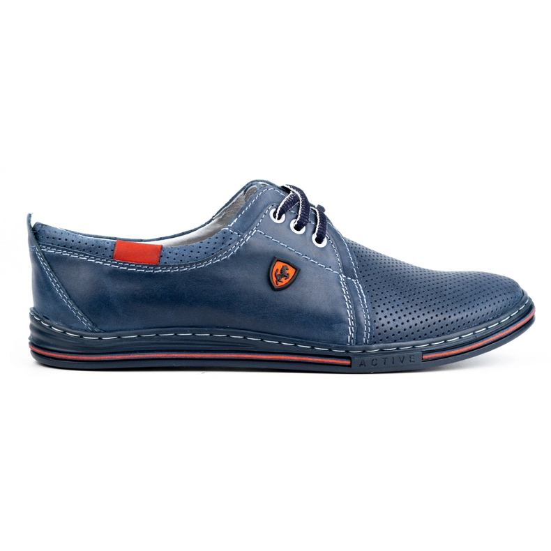 Polbut Chaussures en cuir pour homme 343, perforation bleu marine Polbut Chaussures en cuir pour homme 343, perforation bleu marine