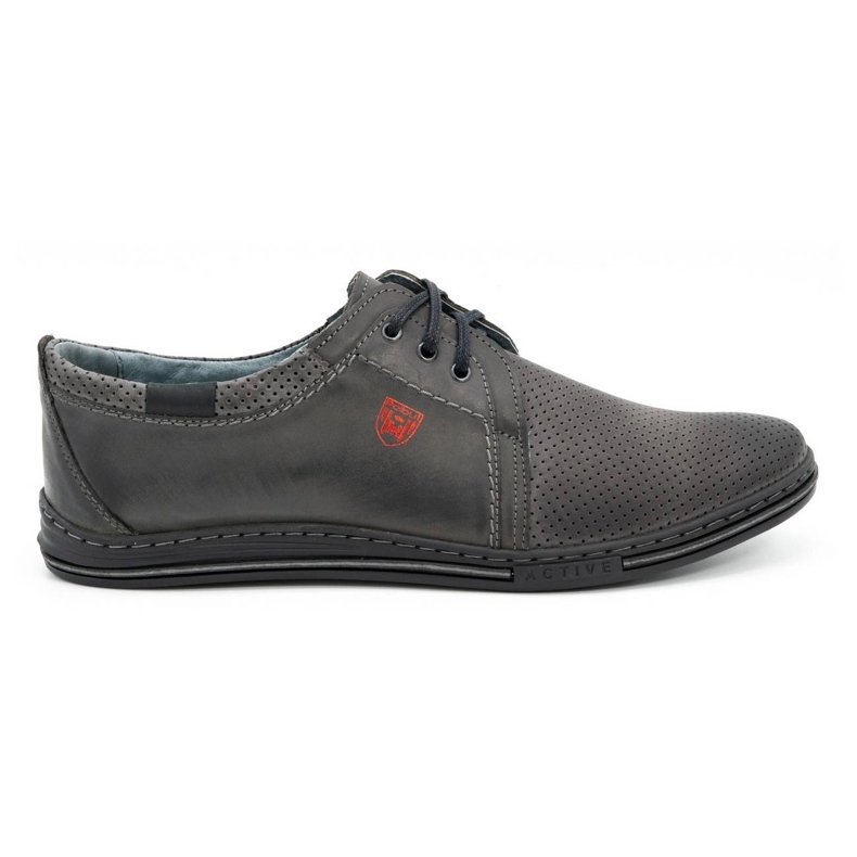 Polbut Chaussures en cuir pour hommes 343, perforation grise