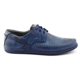 Polbut Chaussures homme cuir J44PŁ Bleu marine