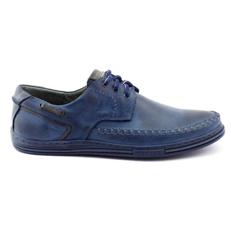 Polbut Chaussures homme cuir J44PŁ Bleu marine