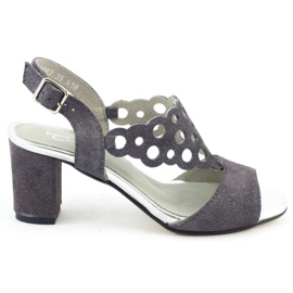 Dolce Pietro Sandales femme en daim sur un poteau en acier 2083 gris