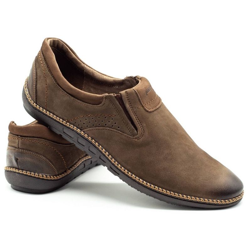 Joker Chaussures pour hommes, mocassins en cuir 937 olive brun