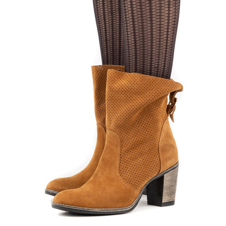 Olivier Boots Sophia rouges en cuir ajouré orange