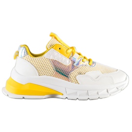 SHELOVET Baskets à la mode blanche multicolore jaune