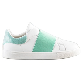 SHELOVET Chaussures à enfiler avec une bande élastique blanc vert