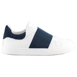 SHELOVET Chaussures à enfiler avec une bande élastique blanc bleu marine