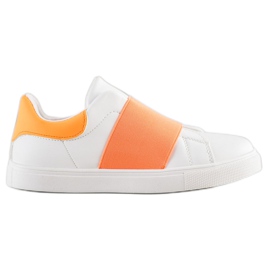 SHELOVET Chaussures à enfiler avec une bande élastique blanc orange