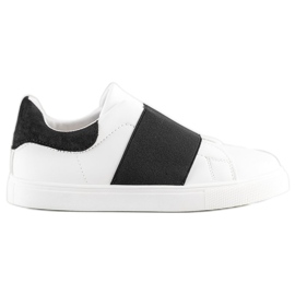 SHELOVET Chaussures à enfiler avec une bande élastique blanc noir