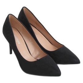 Escarpins sur un talon en daim noir 3980 Noir le noir