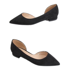 Noir MM-593 Ballerines noires avec découpe