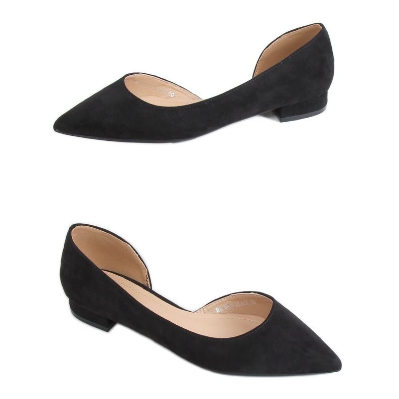 Noir MM-593 Ballerines noires avec découpe le noir