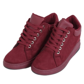 Baskets sur un talon compensé caché M329 Wine Red rouge