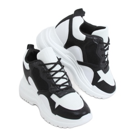 Chaussures de sport compensées noires et blanches 3171 Noir le noir