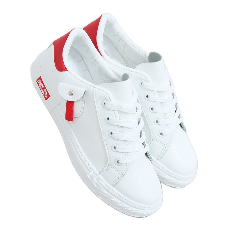 Baskets femme blanches et rouges LA132P Rouge