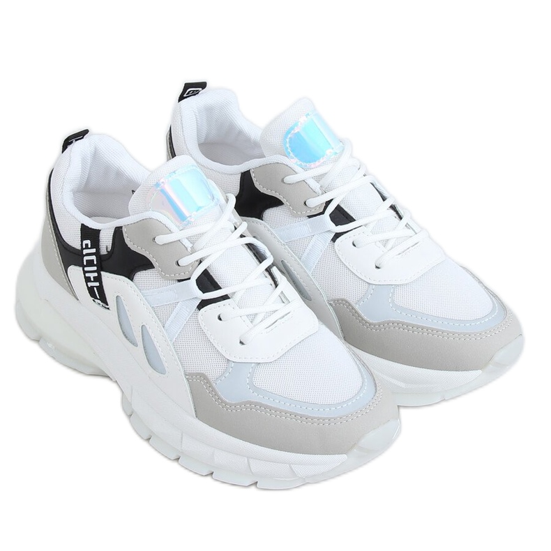Chaussures de sport femme blanches B0-553 BLANC / NOIR multicolore
