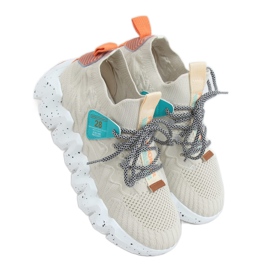 Chaussures de sport beiges à semelles hautes NB387 Beige