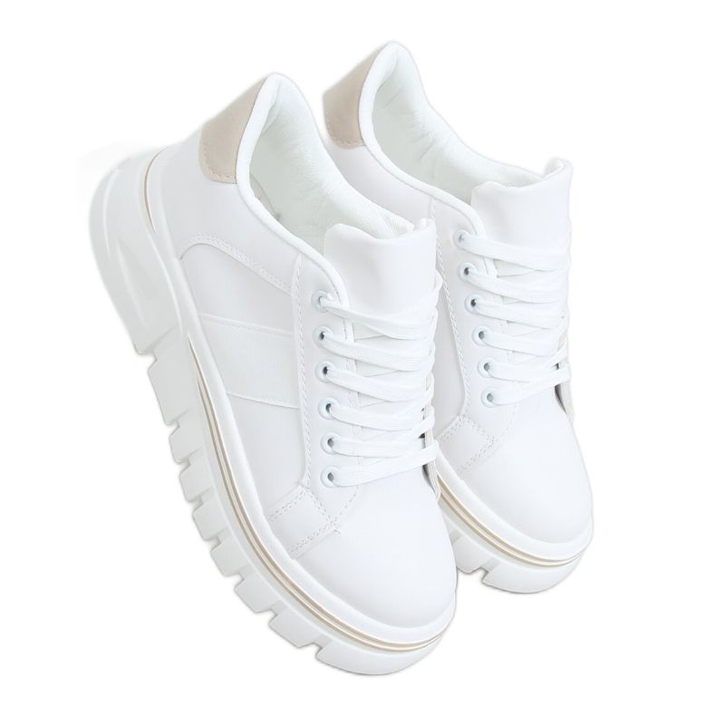 Blanc NB382P Baskets semelle haute beige blanche