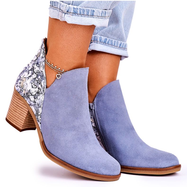 Bottes en cuir pour femmes sur un talon haut Maciejka Light Blue 04492 bleu Bottes en cuir pour femmes sur un talon haut Maciejka Light Blue 04492 bleu