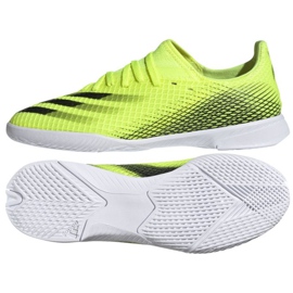 Chaussures de foot Adidas X Ghosted.3 In Jr FW6924 blanc, jaune néon vert