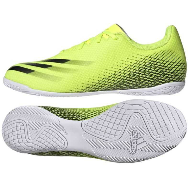 Chaussures de foot Adidas X Ghosted.4 In M FW6906 blanc, jaune néon vert