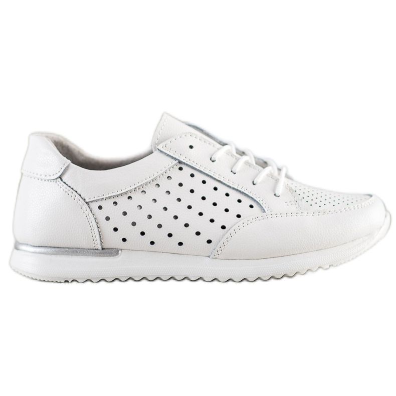 Kylie Chaussures en cuir ajouré blanche