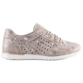 Kylie Chaussures en cuir ajouré brun doré